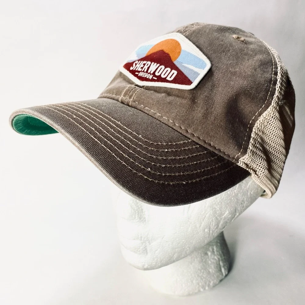 Pacific Headwear Brown Mesh-back Trucker Hat Sherwood Oregon Patch Snap Closure